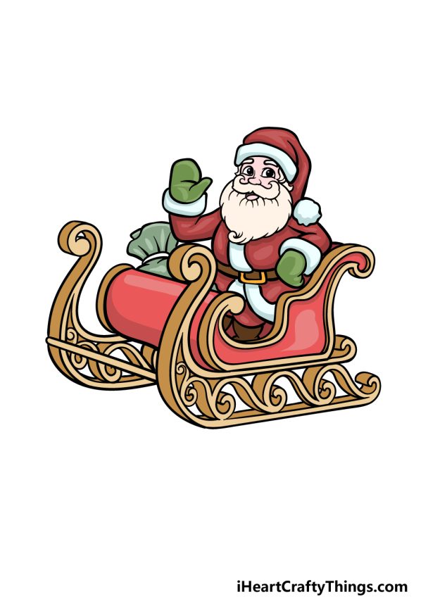 Santa Sleigh Drawing - How To Draw A Santa Sleigh Step By Step