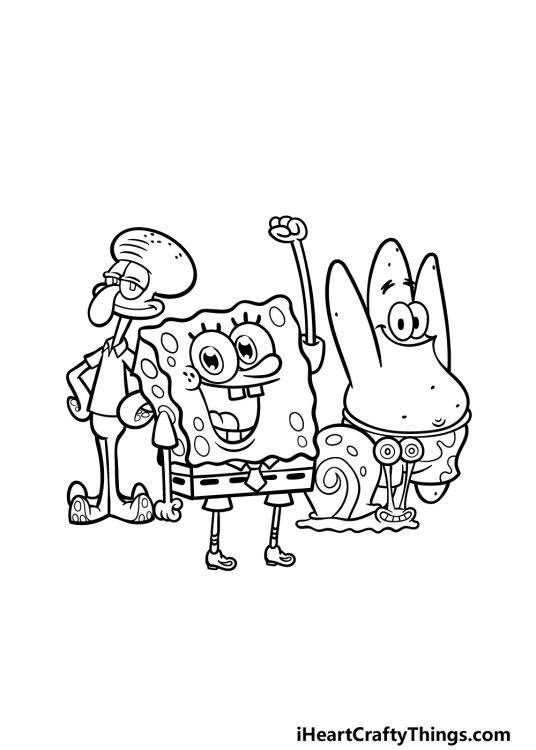 Spongebob Characters Drawing - How To Draw Spongebob Characters Step By ...