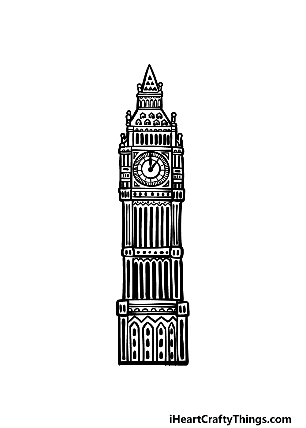 how to draw Big Ben step 7