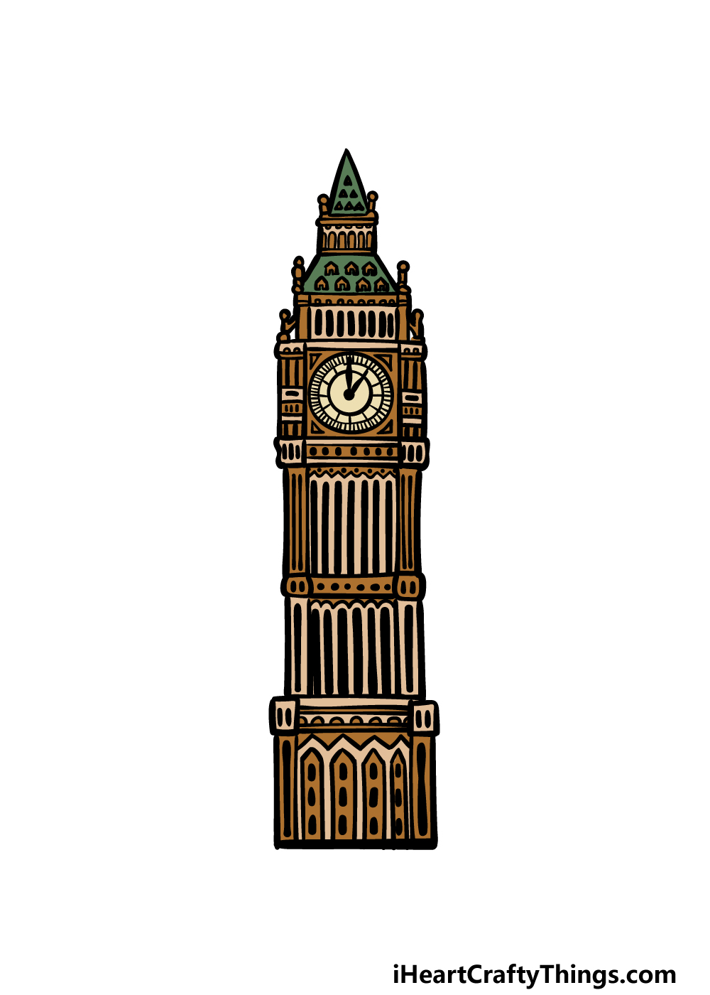 how to draw Big Ben step 8