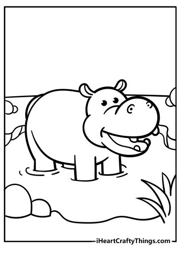 Hippo Coloring Pages free printable