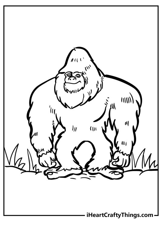 Coloring printable featuring a friendly-looking Bigfoot drawn in a cartoony style