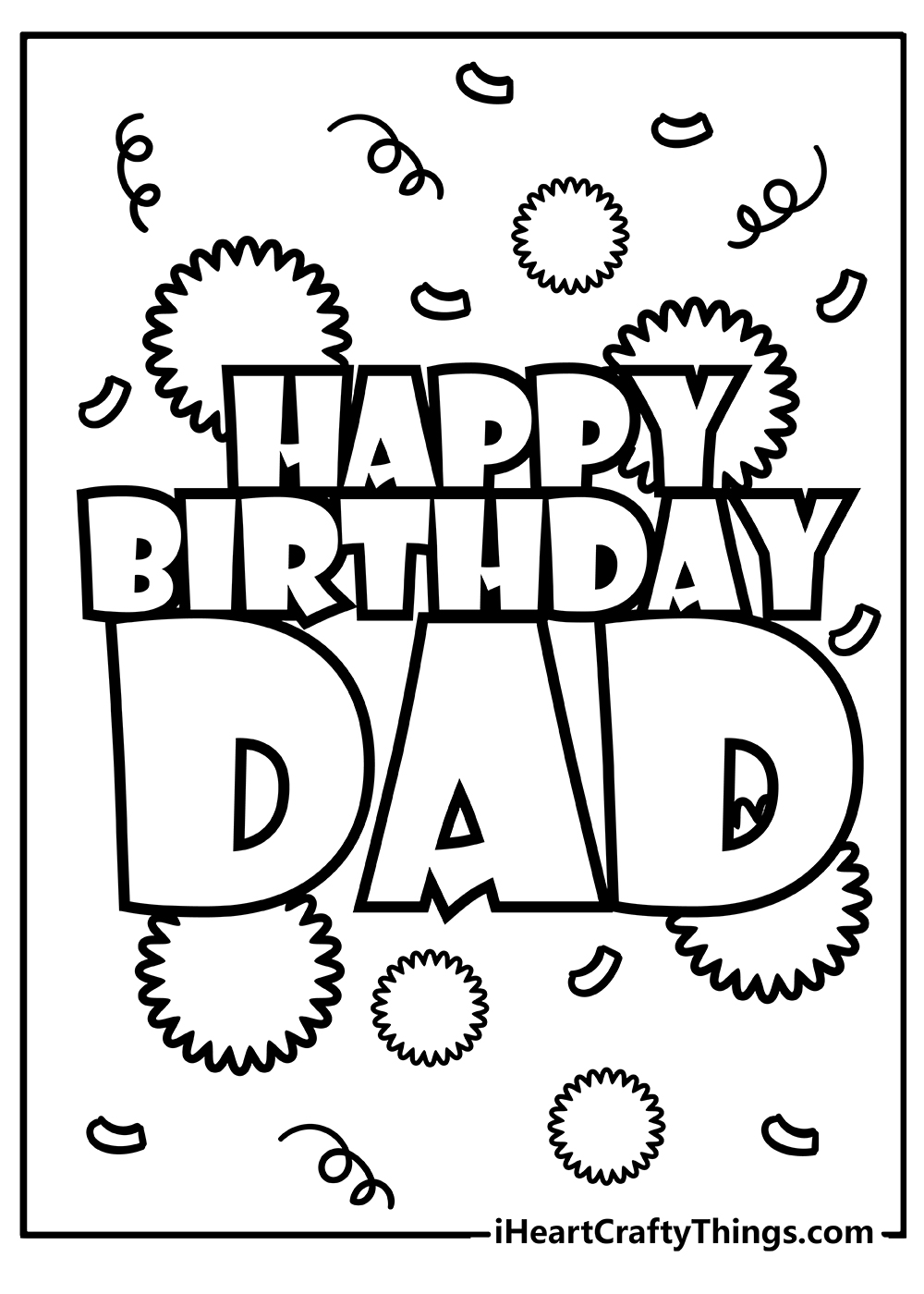 Happy Birthday Dad Coloring Original Sheet for children free download