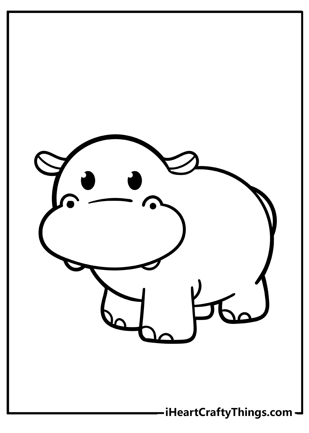 Hippo Coloring Original Sheet for children free download