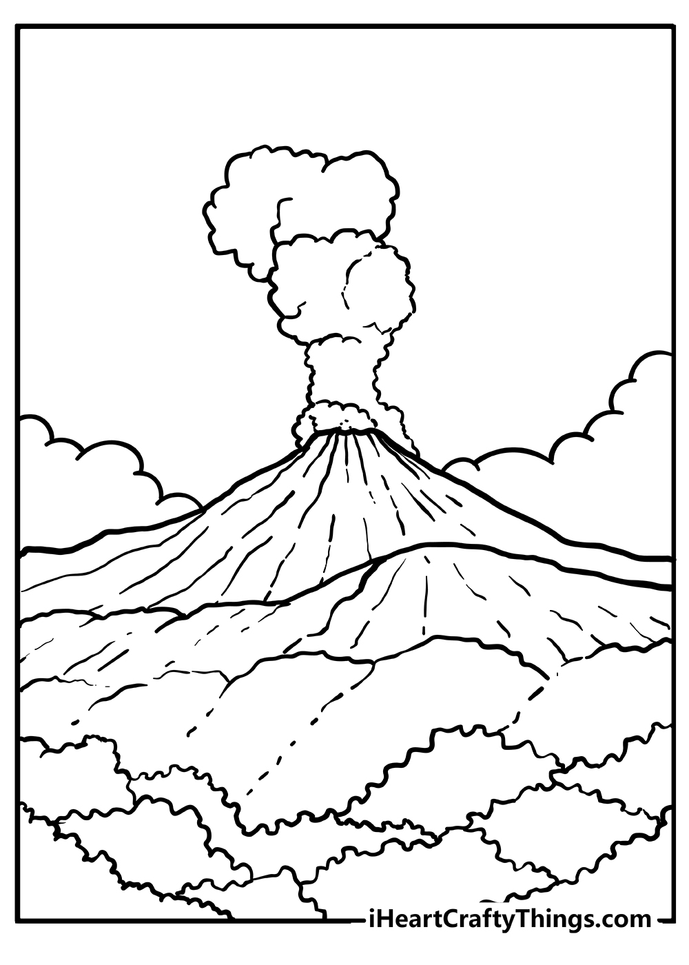 Volcano Coloring Original Sheet for children free download