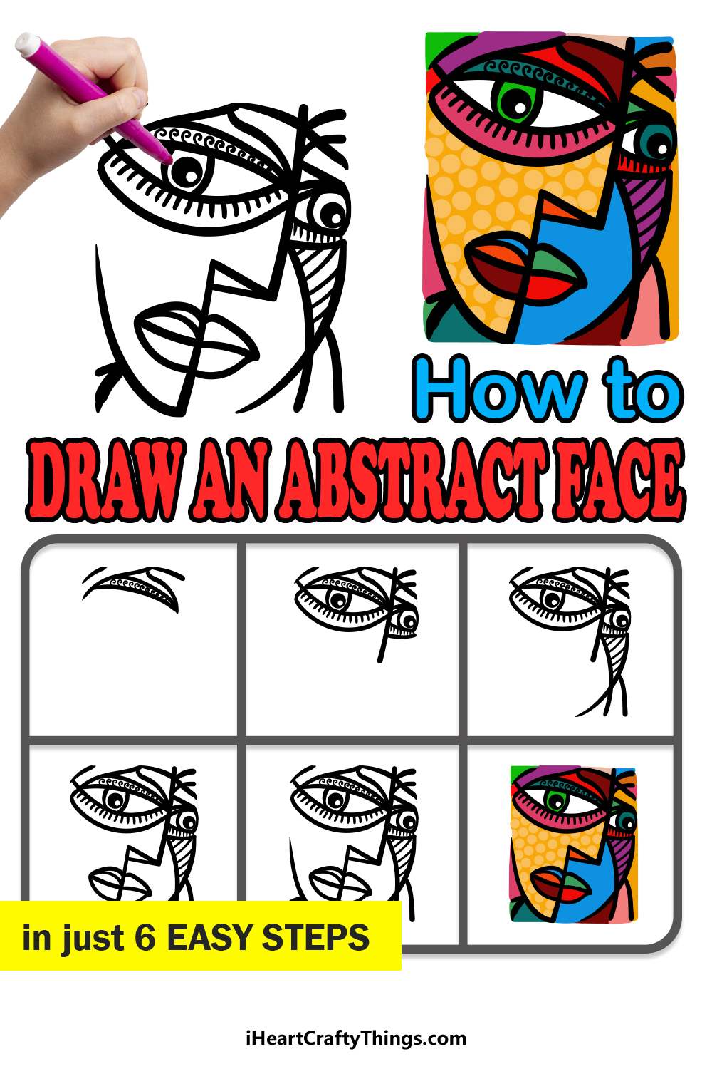 how to draw an Abstract Face in 6 easy steps