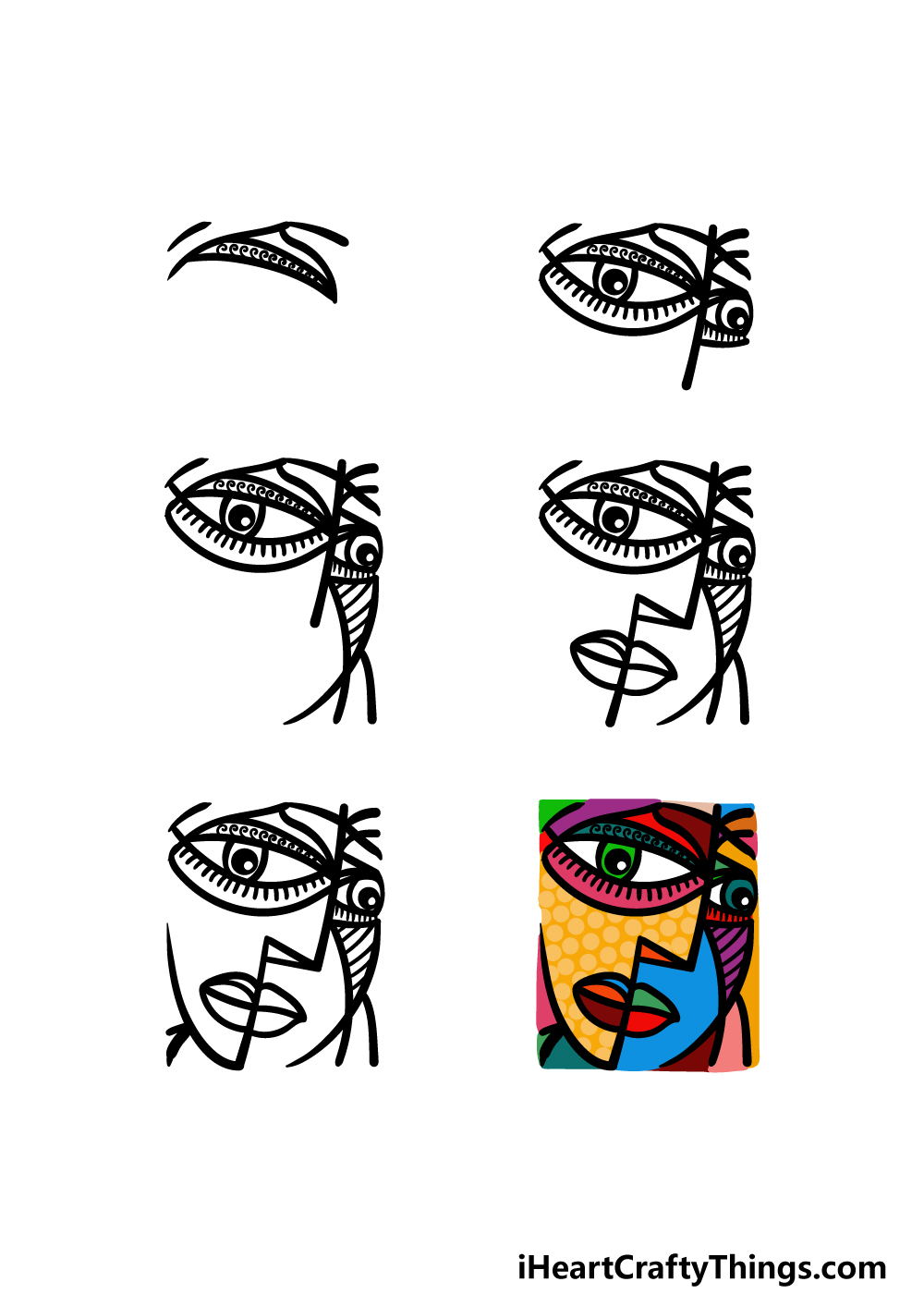 how to draw an Abstract Face in 6 steps