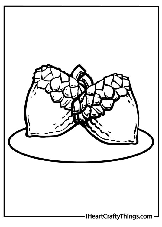 Free printable coloring sheet for pre-schoolers featuring two acorns on a flat surface