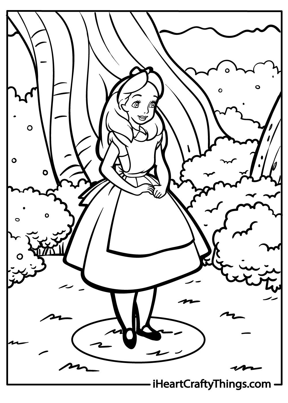 Alice in Wonderland free coloring sheet