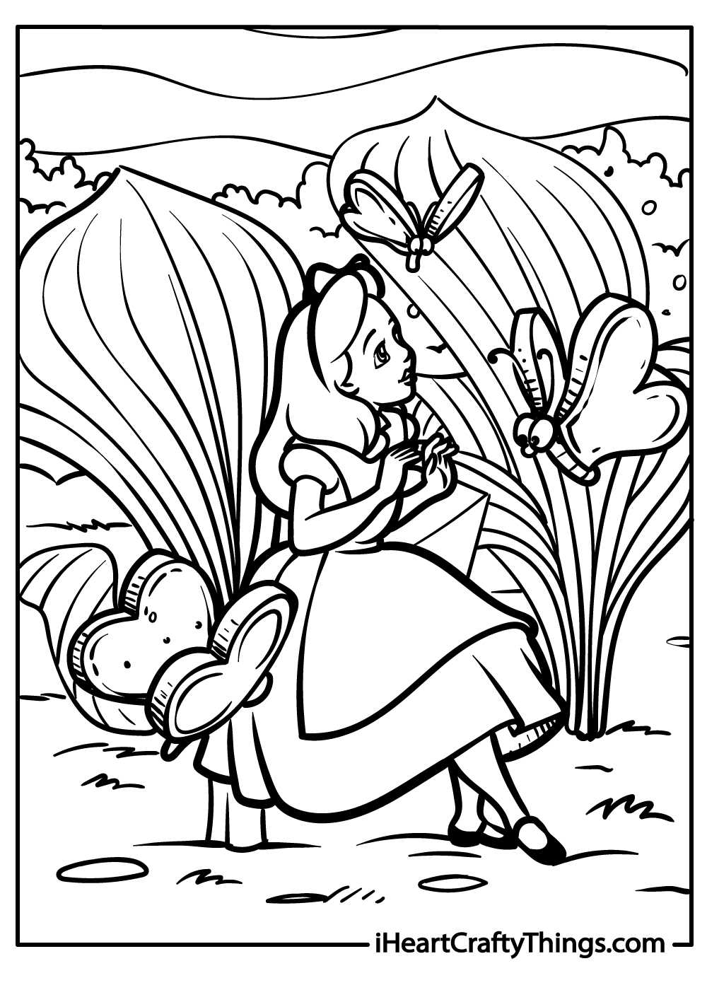 Alice in Wonderland coloring printable for kids