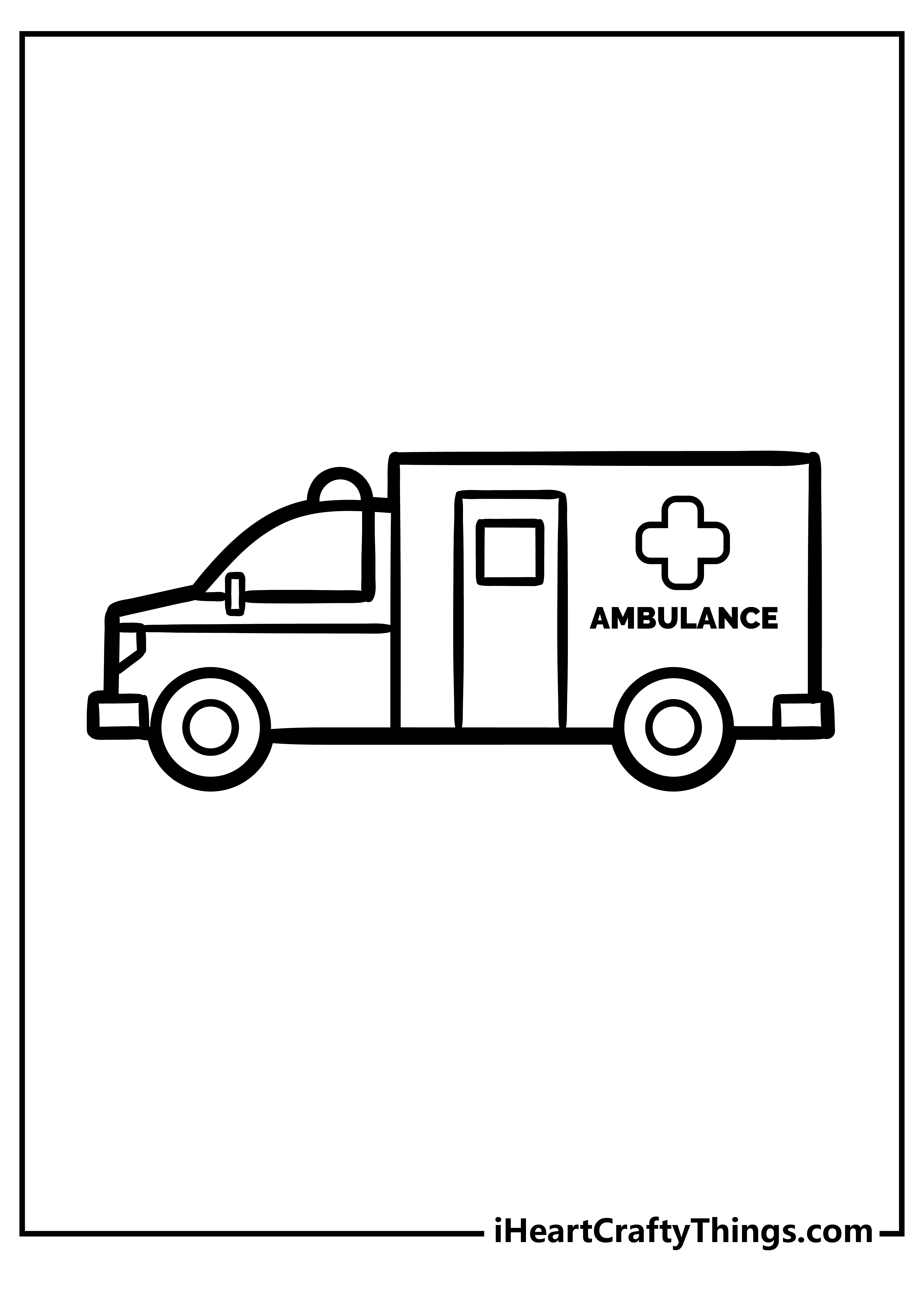 Ambulance Coloring Original Sheet for children free download