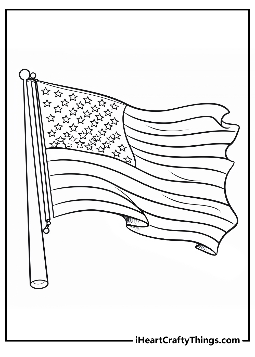 American flag coloring printable sheet
