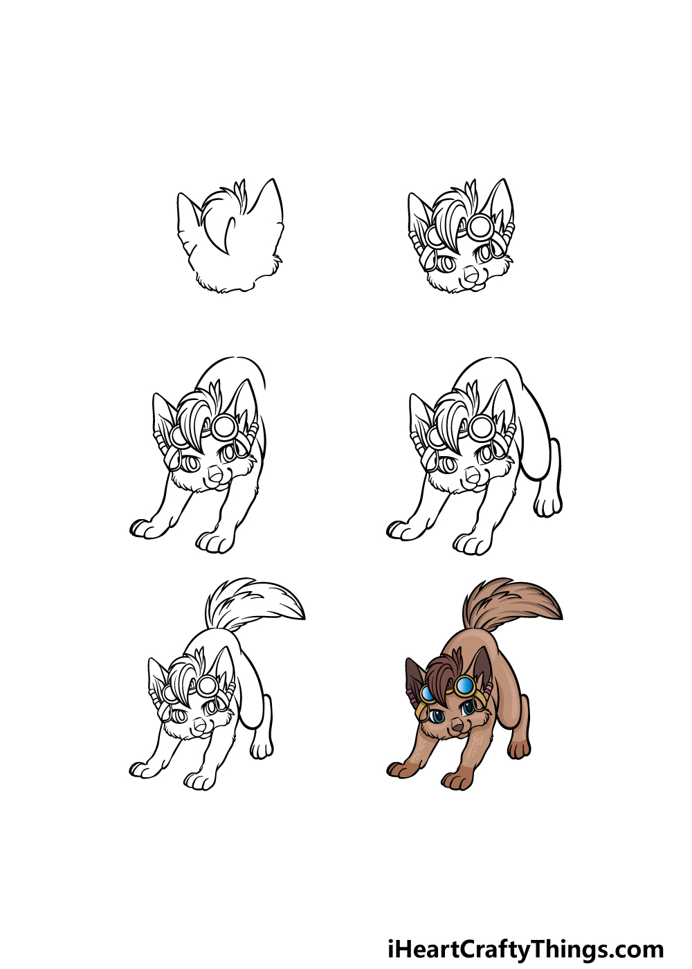 how to draw an Anime Dog in 6 steps