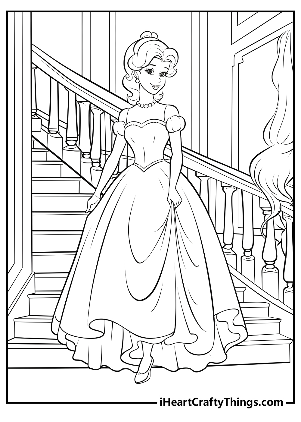 Cinderella coloring printable for adults