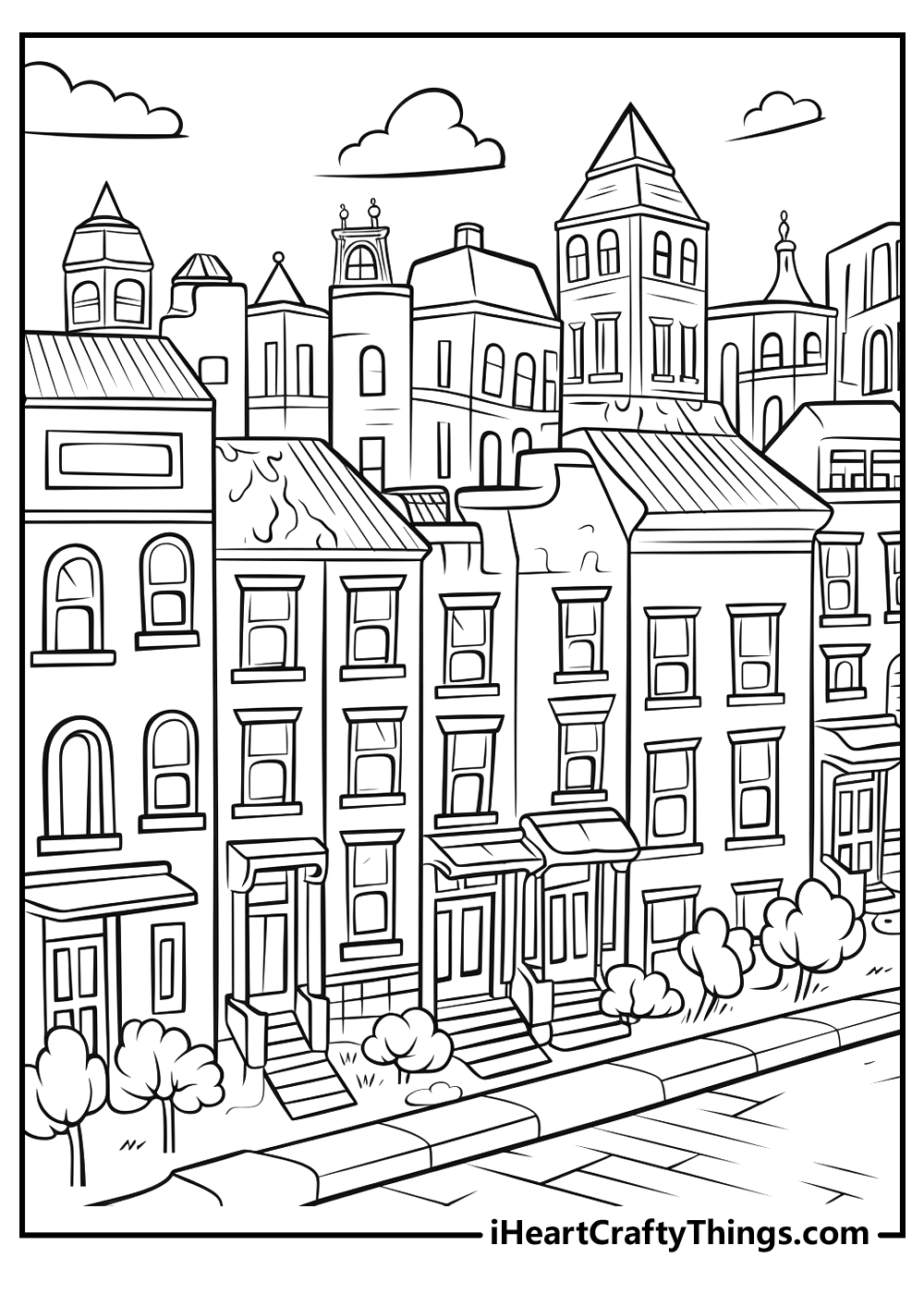 black-and-white city coloring pages