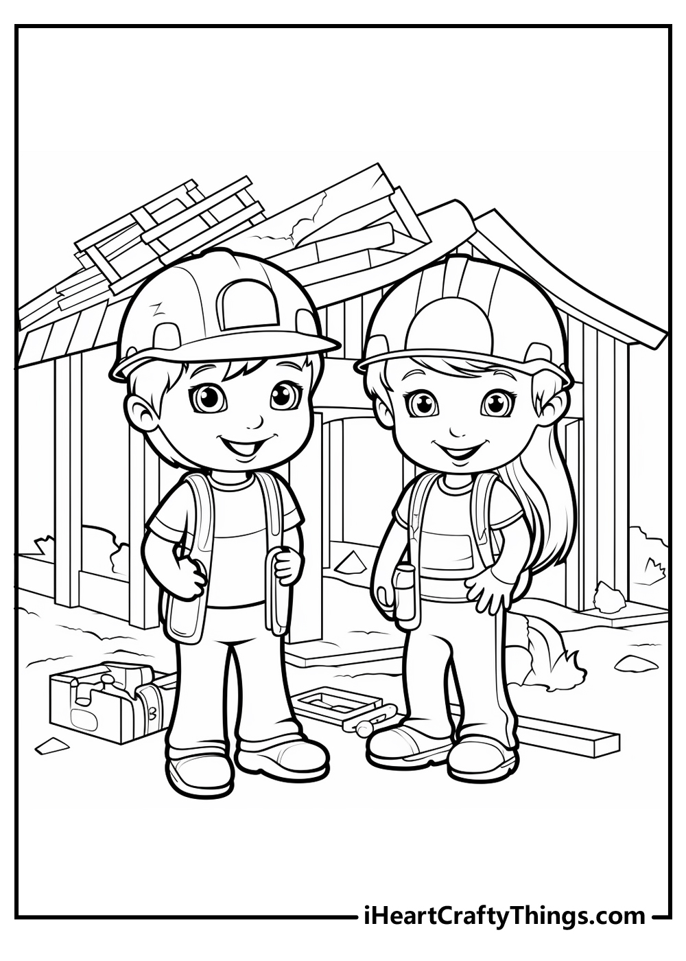 cartoon construction coloring pages