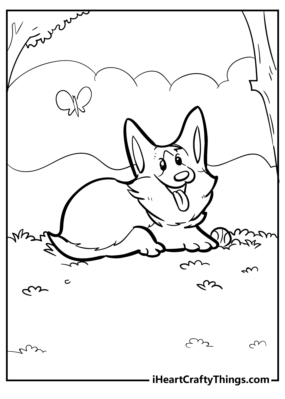 Corgi Easy Coloring Pages