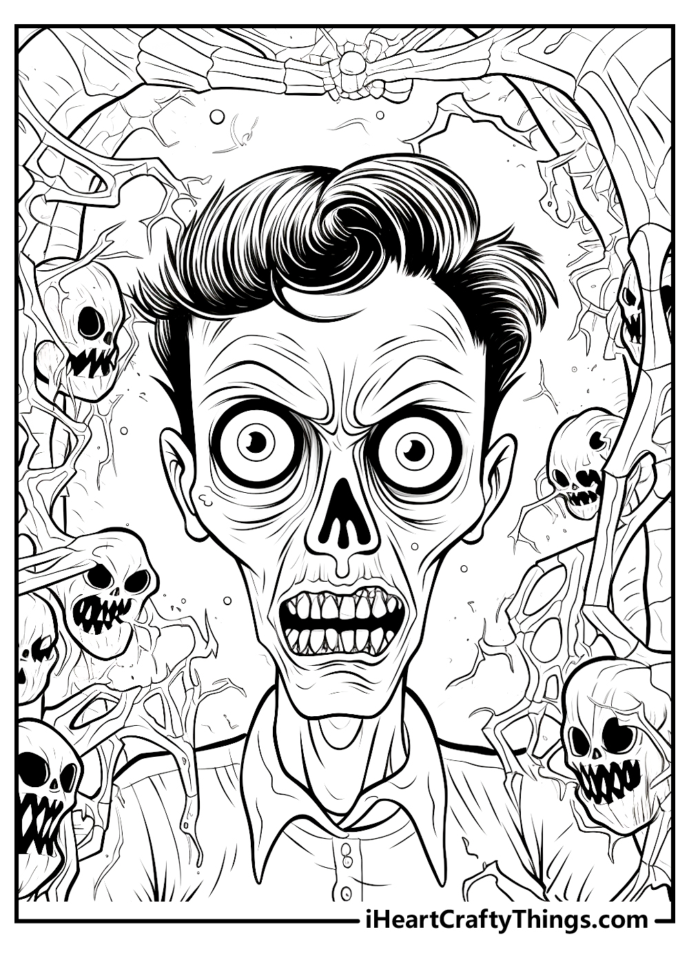 black-and-white creepy coloring pages