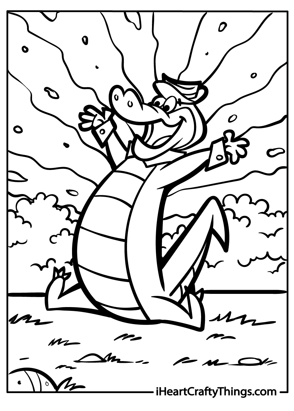 black-and-white crocodile coloring pages