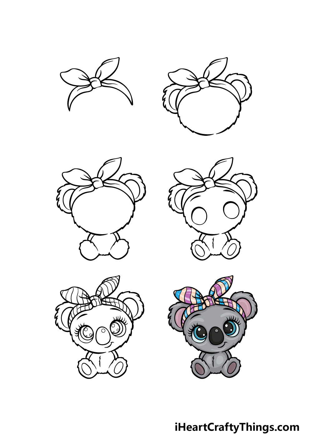 how to draw a Cute Koala in 6 steps