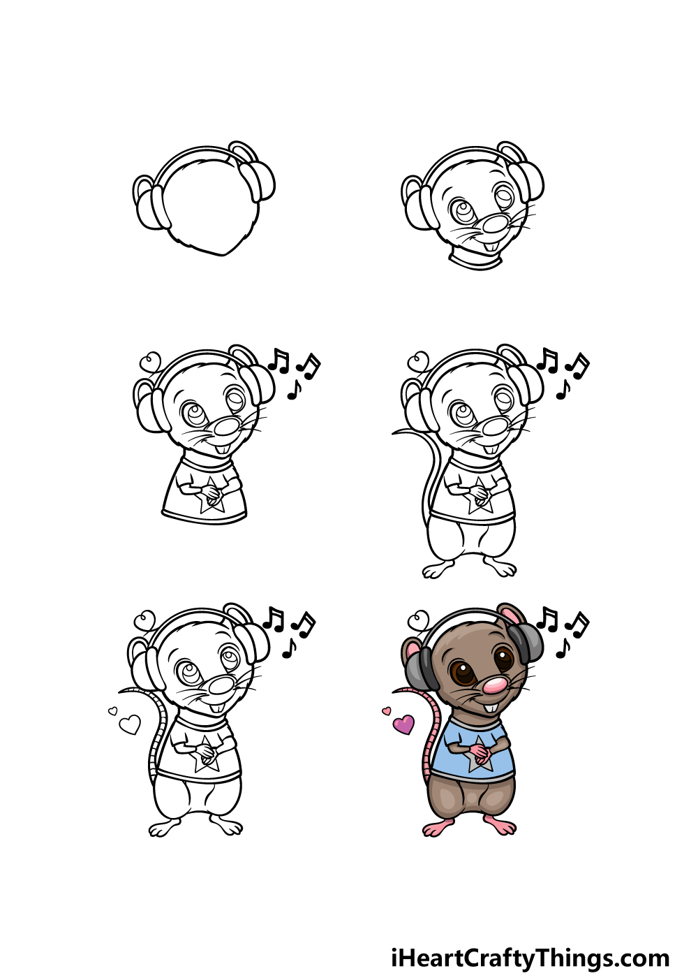 how to draw a Cute Rat in 6 steps