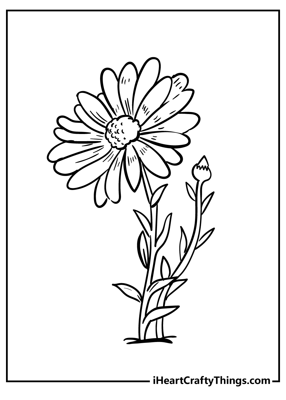 Yarn & Daisy Coloring Page (Free Printables)- Daisy Cottage Designs