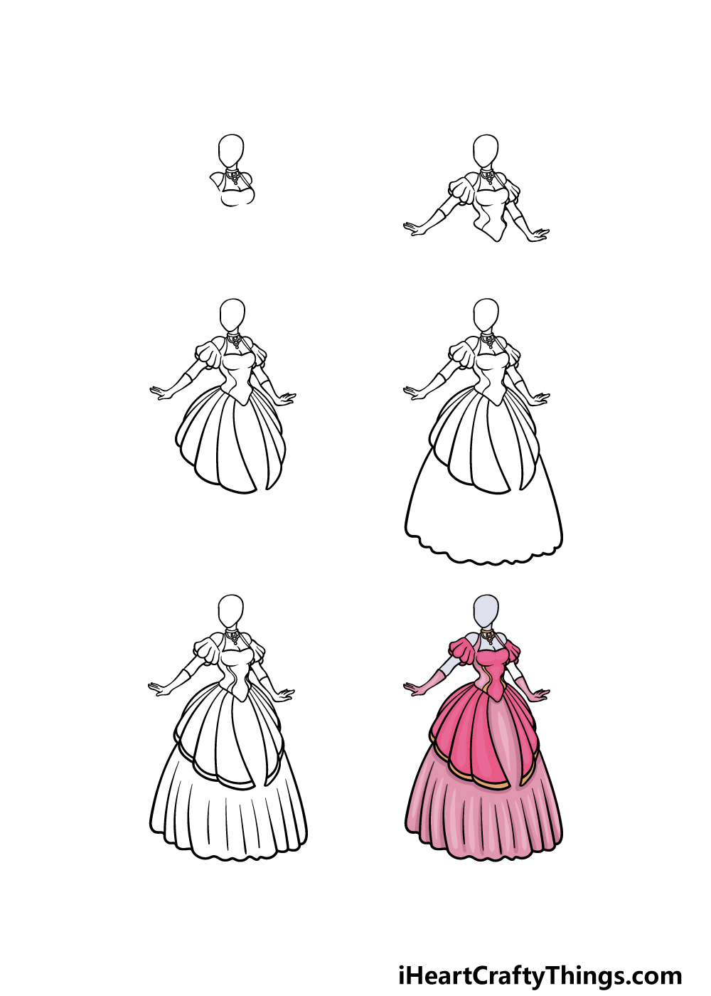 how to draw a Dress Design in 6 steps