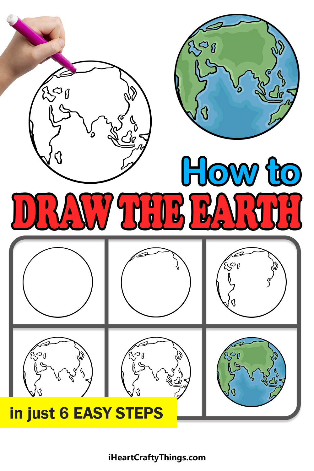How to Draw The Earth in 6 easy steps