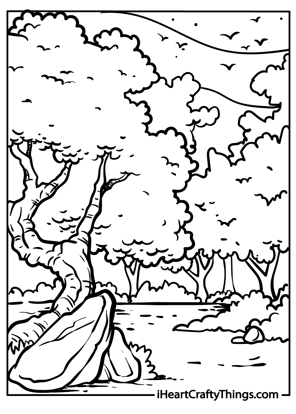 forest coloring printable