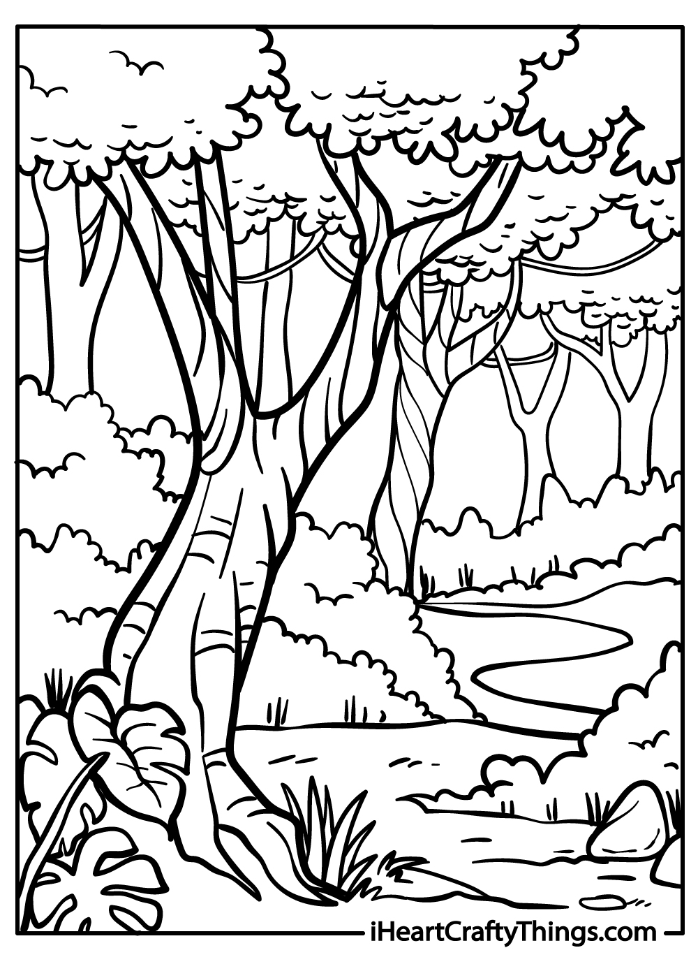 realistic forest coloring printable