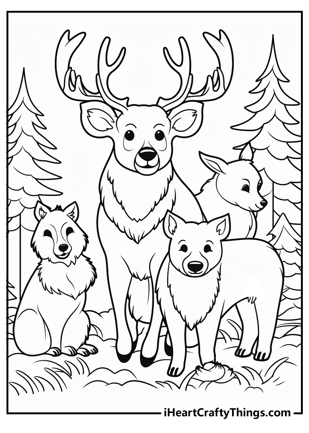 forest animals free coloring printable