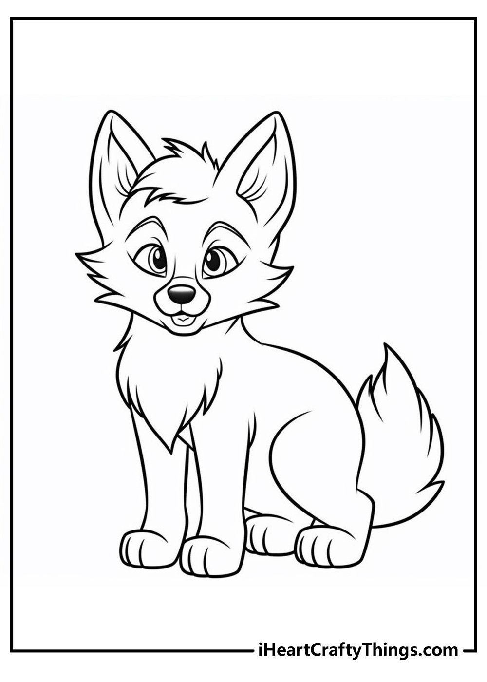 black-and-white fox coloring printable