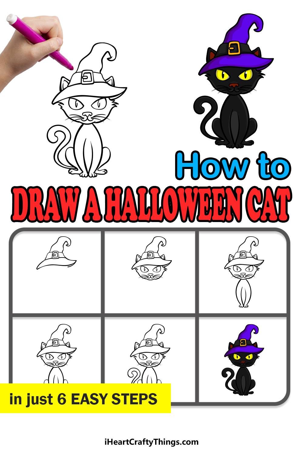 How to Draw a Black Cat Ghost Step by Step by Easydrawforkids