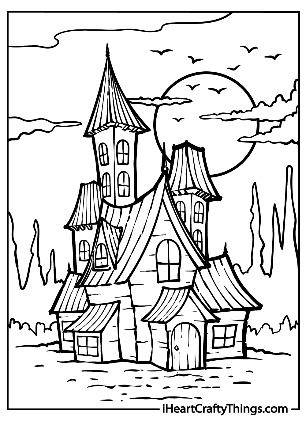 haunted house coloring sheet