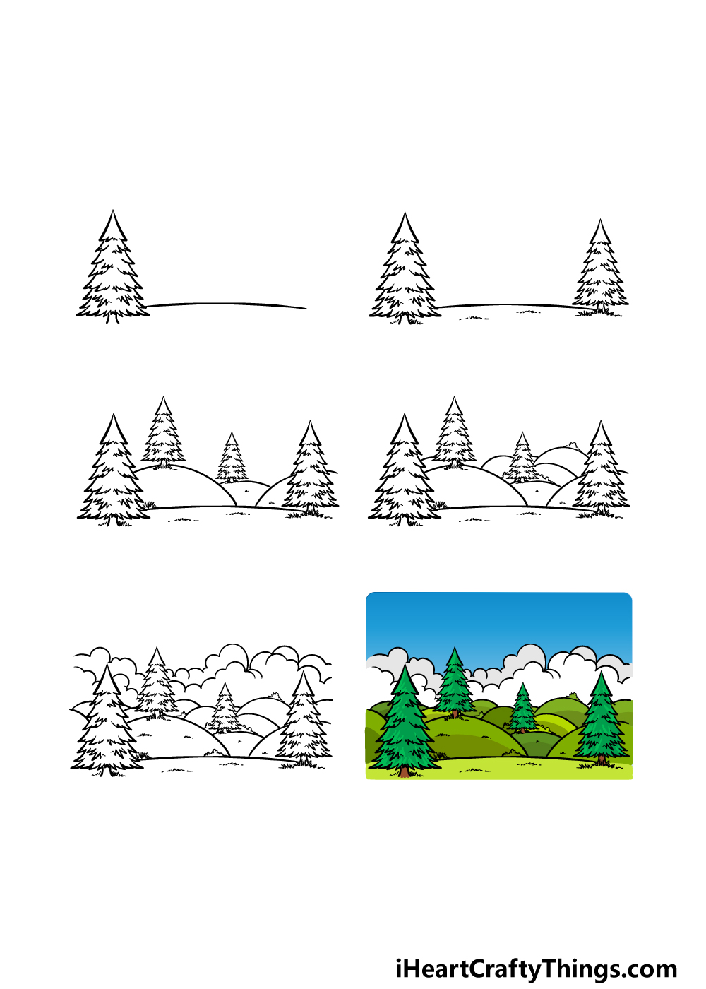 how to draw a Hill in 6 steps