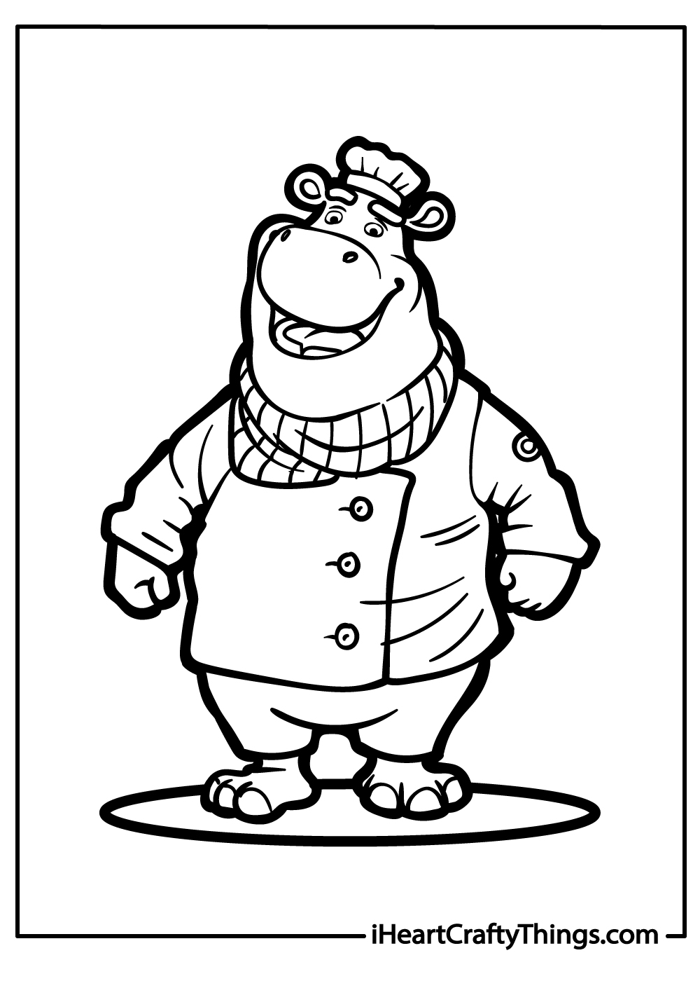 new cool hippo coloring printable