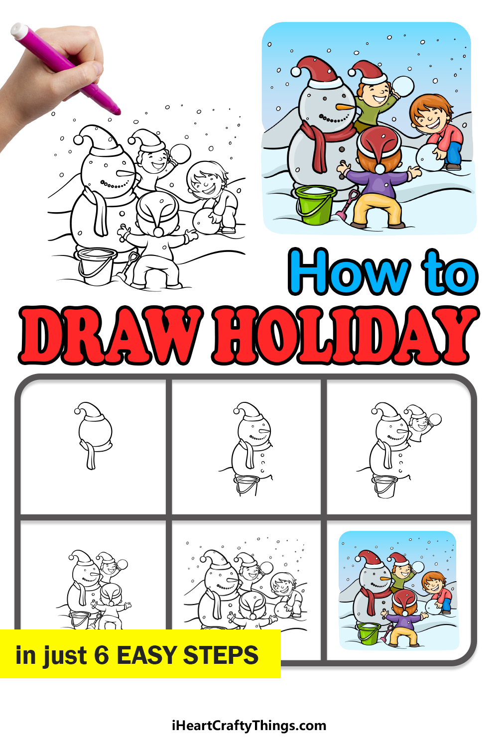 how to draw a Holiday in 6 easy steps