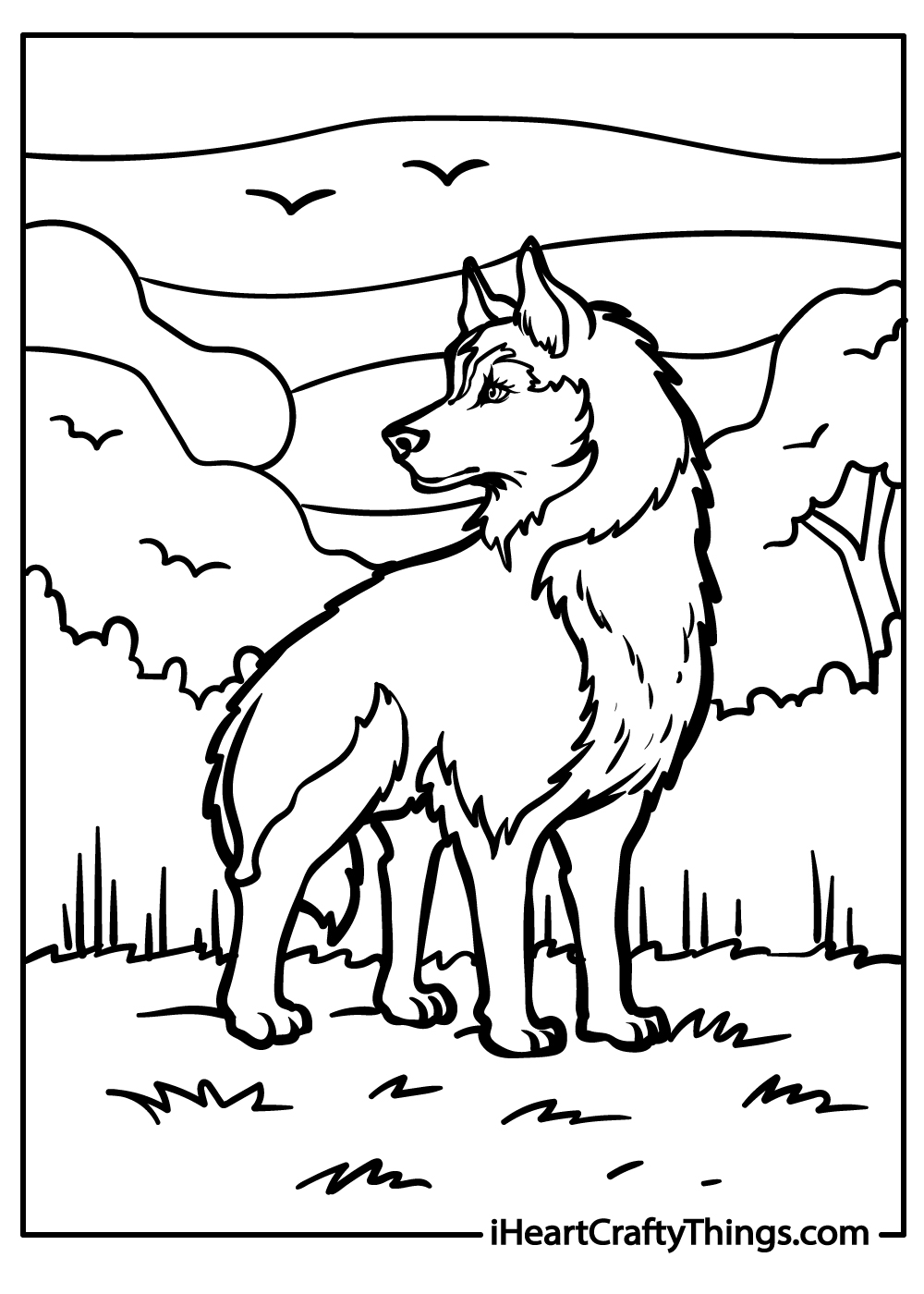 husky coloring printable for kids