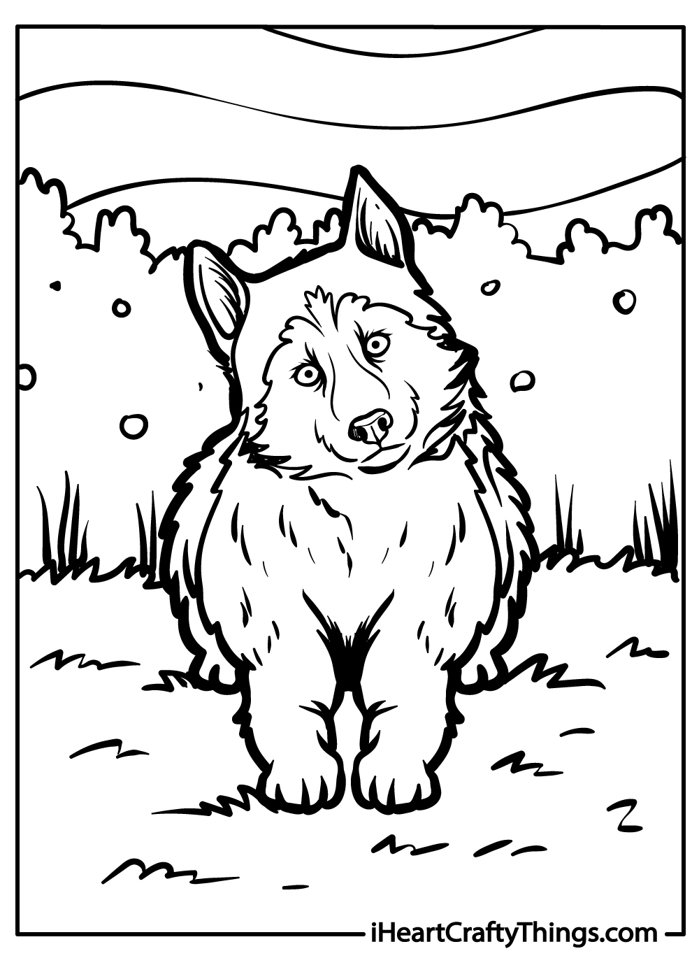 black-and-white coloring husky pdf sheet