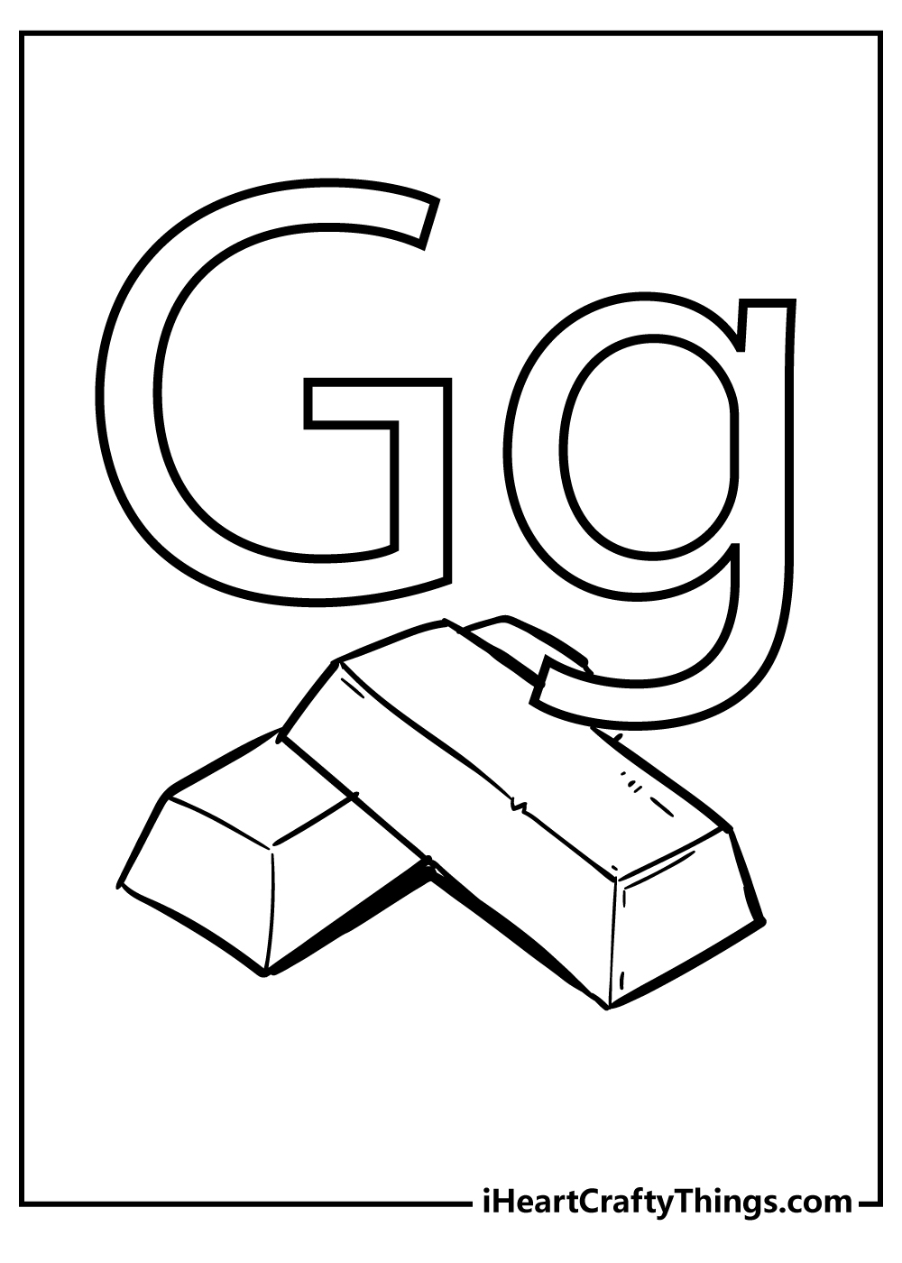 Letter G Coloring Original Sheet for children free download