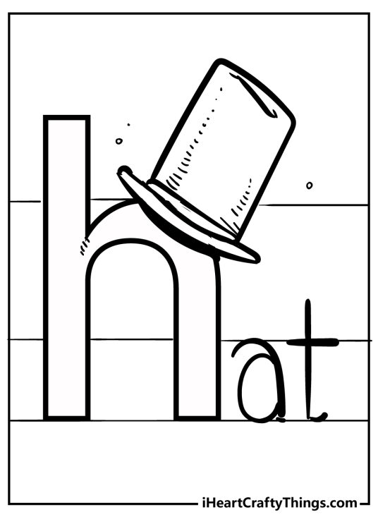 Picture featuring word Hat written in lowercase letters with a hat hanging on the letter H