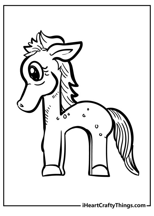 Coloring picture for kids featuring lowercase letter H taking the shape of a little horse