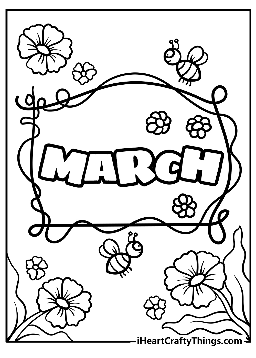 March Monthly Coloring Planner 10 Printable Coloring Pages 