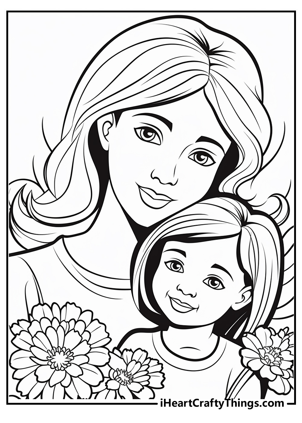 black-and-white mother's day coloring pages