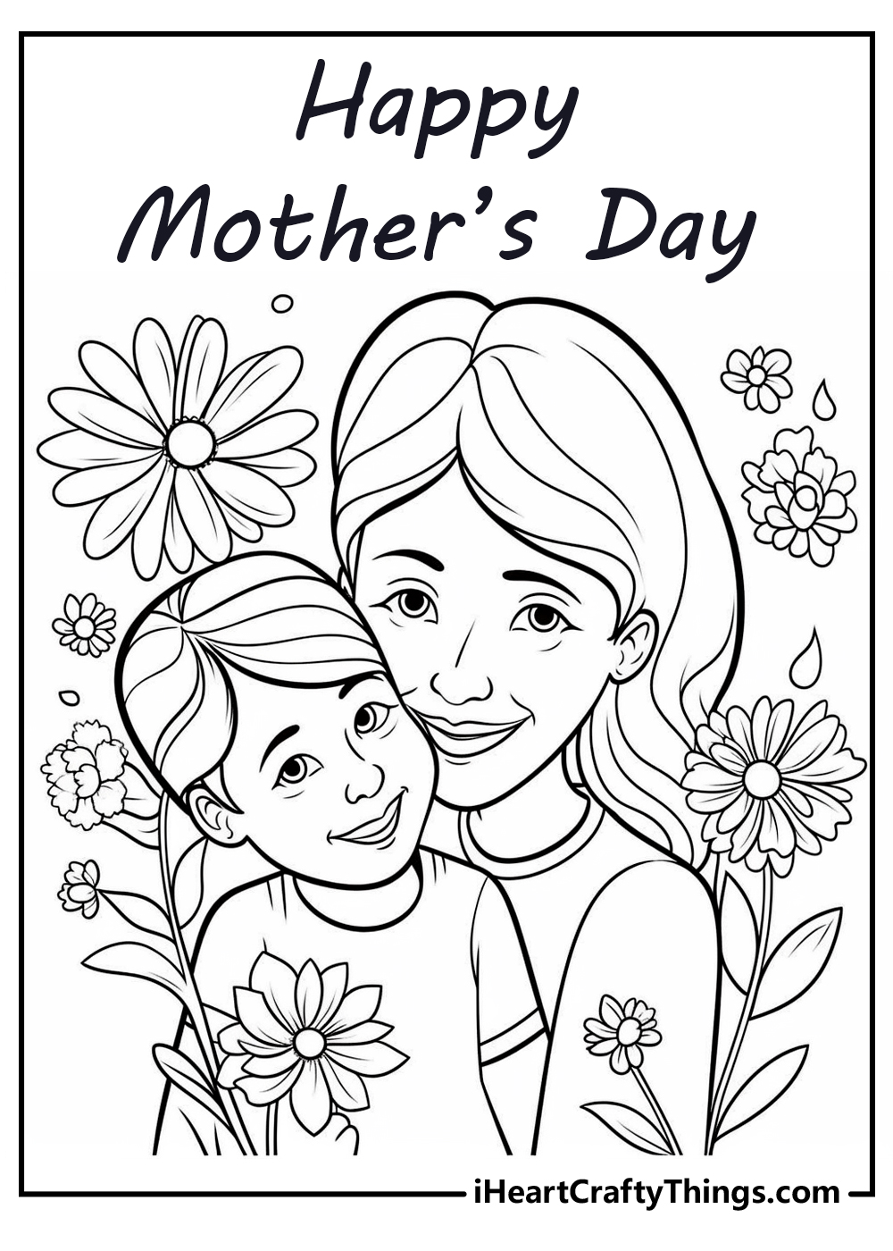 mother's day coloring pdf sheet