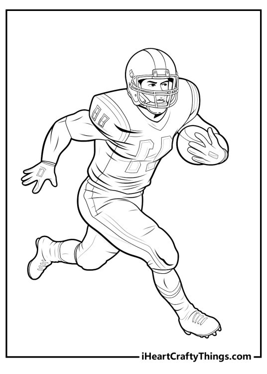 Detailed NFL-inspired coloring picture featuring professional football player in action