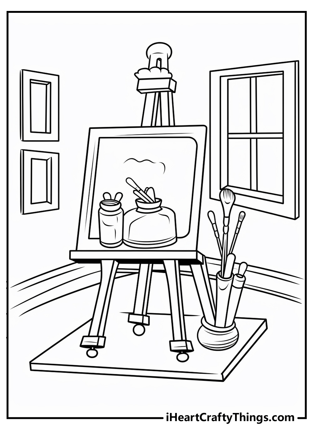 Coloring Page Easel Illustration Children Stock Illustration