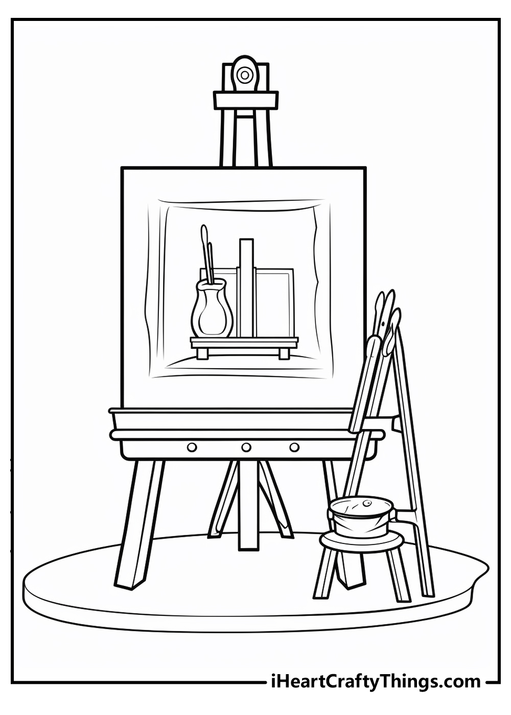 Painting On An Easel Coloring Page