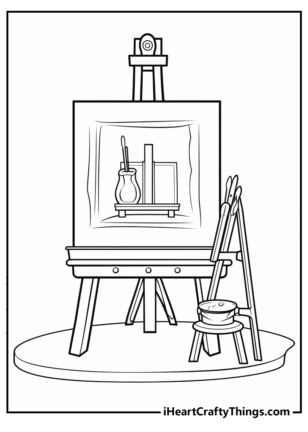 Coloring Pages For Kids Girl Coloring Page With Easel And Pencil