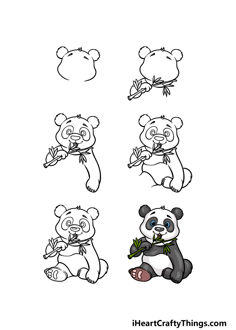 how to draw a Panda Bear in 6 steps
